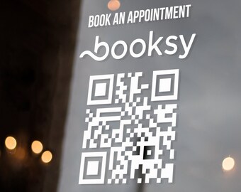 Book me Appointment Booksy Shop Window QR Code Vinyl Business Decal Sticker Salon Shop