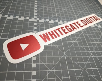 Custom Matte Chrome Youtube Logo Vinyl Decal Sticker Personalized Business Name