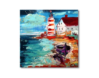 Lichtturm am Ufer – Impressionistische Darstellung maritimer Idylle