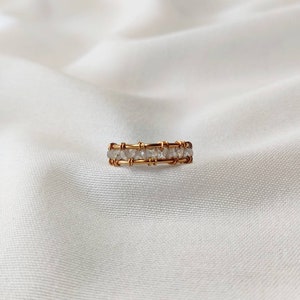 Zweireihiger einfacher gold Ring mit Labradorit perlen Bild 3