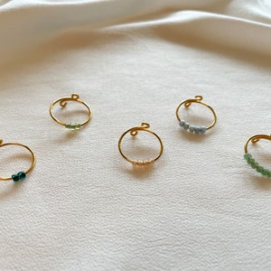 Simple golden anxiety rings with colored glass beads image 7