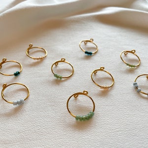 Simple golden anxiety rings with colored glass beads image 8