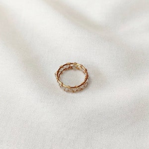 Zweireihiger einfacher gold Ring mit Labradorit perlen Bild 2