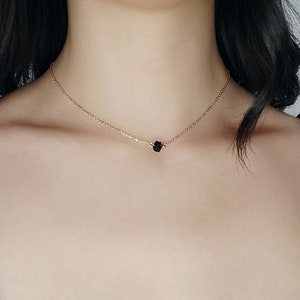 Filigree gold chain with genuine black tourmaline