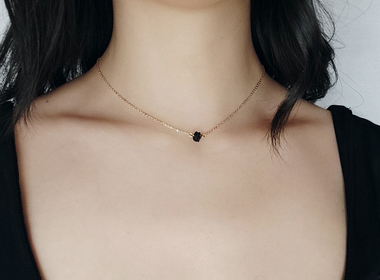 Nero Collana Tormalina Pietra Preziosa Naturale Nera Catena Heilen
