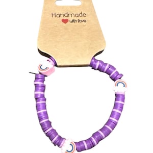 Rainbow clay beaded bracelet