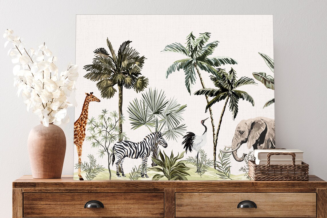 African Safari Giraffes Wall Art Canvas Elephants Prints Large Etsy