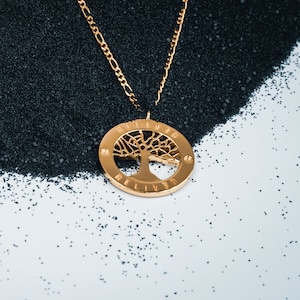 Gold tree pendant, men gold chain with pendant, mens tree pendant, mens gold sterling silver chain, sterling silver tree of life pendant