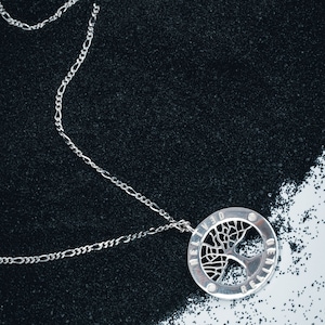 Sterling silver tree pendant, mens silver pendant with chain, mens necklace 925, Mens sterling silver chain, mens tree pendant