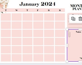 floral printable 2024 calendar, printable calendar, 2024, wall calendar