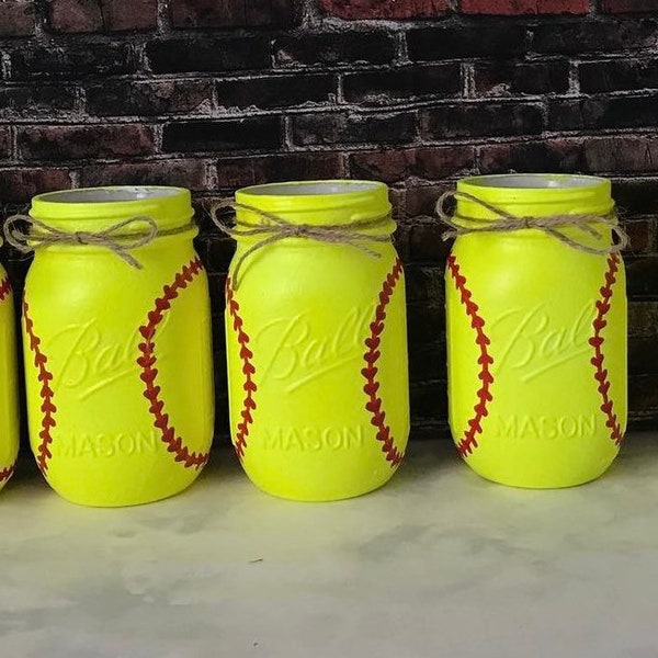 Softball Mason Jars - Sold Individually