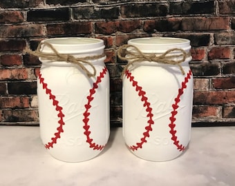 Baseball Themed Mason Jar, sold individually