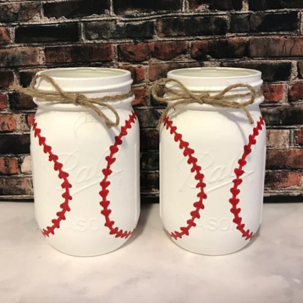 Baseball Themed Mason Jar, sold individually