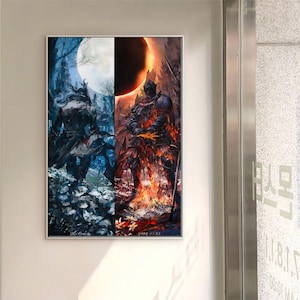 Póster de lienzo del videojuego Dark Souls de Bloodborne sin marco, opción múltiple, 12 x 18, 16 x 24, 24 x 36 pulgadas
