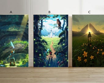 Póster de lienzo del videojuego The Legend of Zelda: Breath of the Wild sin marco, opción múltiple, 12 x 18, 16 x 24, 24 x 36 pulgadas