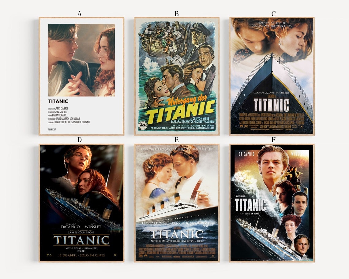 Póster de película clásica Titanic de 1997, sin marco, opción múltiple, 30,5 x 45,7 cm, 40,6 x 60,9 cm, 60,9 x 91,4 cm