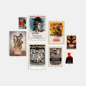 Póster de lienzo de película clásica Django Unchained, sin marco, opción múltiple, 12 x 18, 16 x 24, 24 x 36 pulgadas