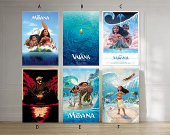 Póster de lienzo sin marco de la película clásica Moana (2016). Varias opciones: 12x18'', 16x24'', 24x36''.