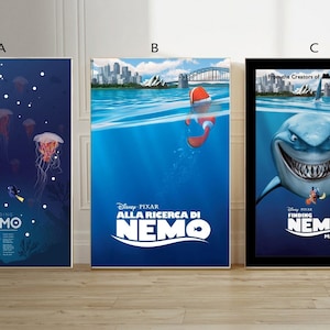 Póster de lienzo de la película clásica Buscando a Nemo, sin marco, opción múltiple, 12 x 18, 16 x 24, 24 x 36 pulgadas