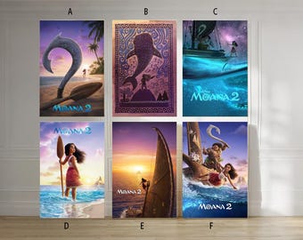 Moana 2 (2024) Póster de lienzo de película clásica sin marco, múltiples opciones: 12x18'', 16x24'', 24x36''