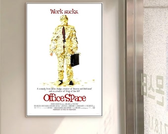Póster en lienzo sin marco de la película clásica "Office Space" (1999). Varias opciones disponibles: 12x18'', 16x24'', 24x36''.