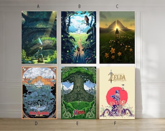 Póster de lienzo del videojuego The Legend of Zelda: Breath of the Wild sin marco, opción múltiple, 30,5 x 45,7 cm, 40,6 x 60,9 cm, 60,9 x 91,4 cm