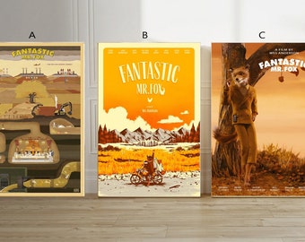 Fantástico póster de lienzo de película clásica de Mr. Fox Film sin marco de opción múltiple-12x18&#39;&#39;16x24&#39;&#39;24x36&#39;&#39;