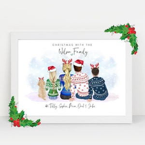 OUR FAMILY CHRISTMAS Portrait | Our Family Personalised Family Portrait | Christmas Family Portrait 2021 | Christmas Family Gift Dogs