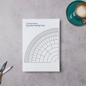 9 Generation Circular Family Tree A2 | Printable Custom Ancestral ...
