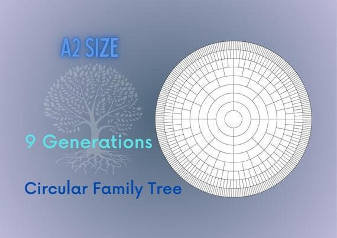 9 Generation Circular Family Tree A2 Printable Ancestral Etsy