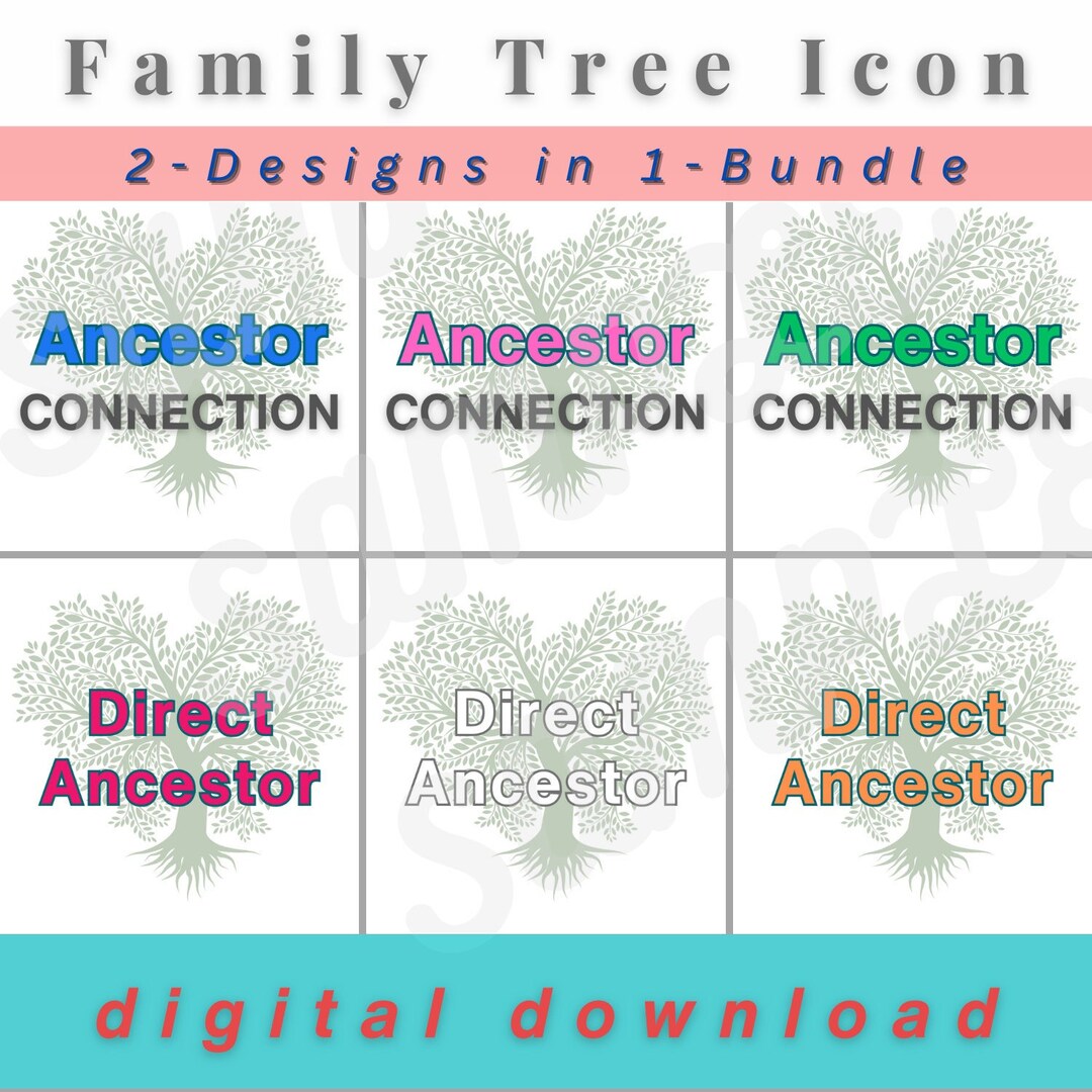 2-in-1 Bundle 2 Family Tree Icon Designs Organise Digital Research ...