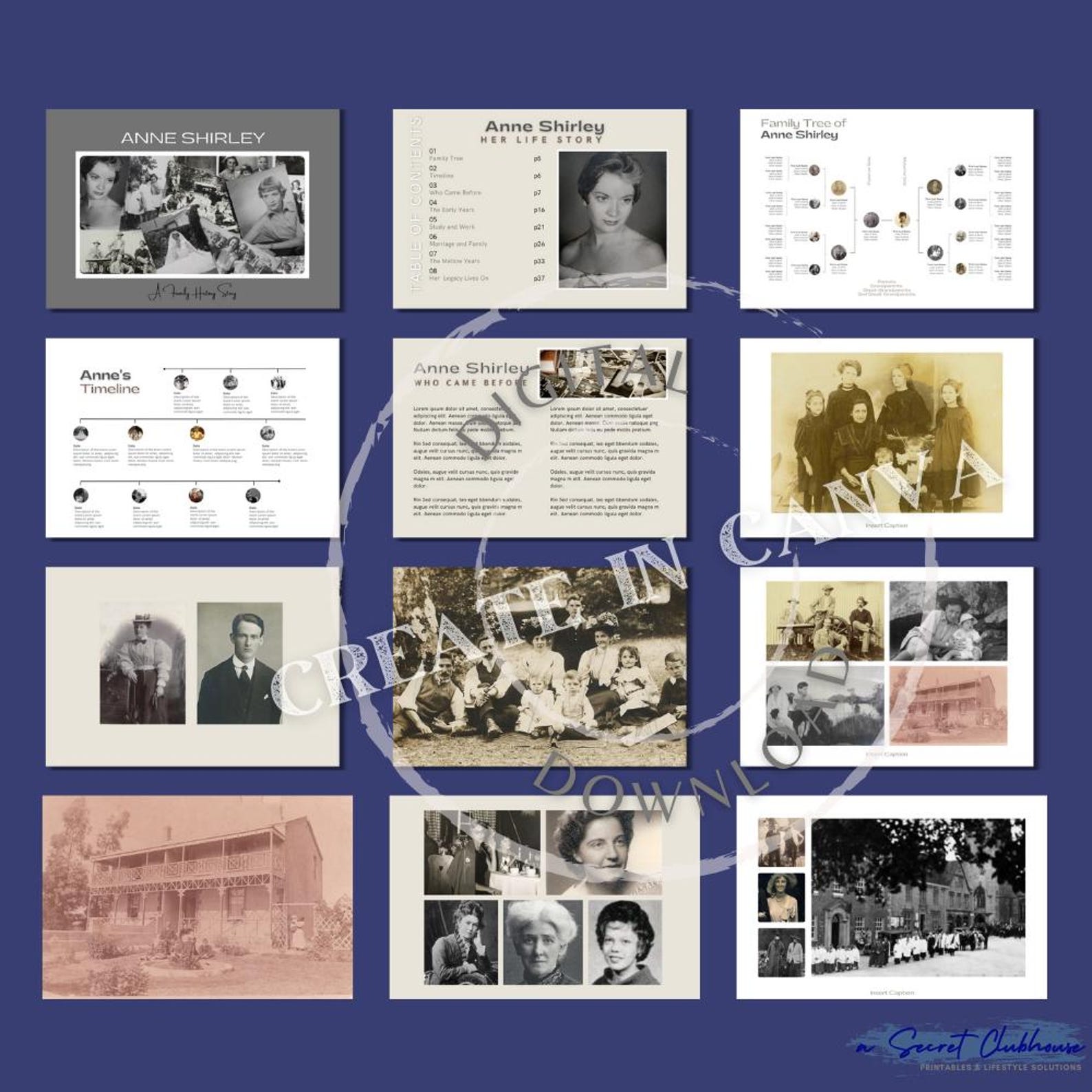 Family History Book A4 Size - Template 1 One-ancestor Focus | Landscape ...