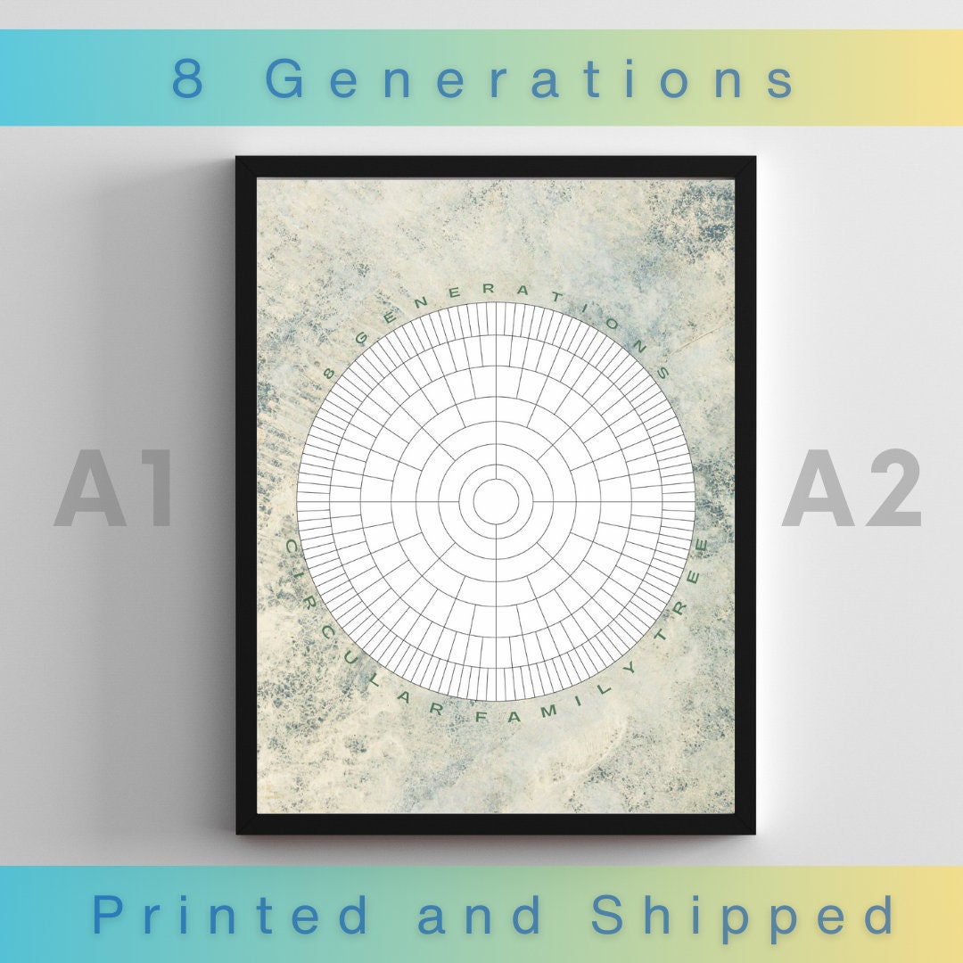 8 Generation Circular Family Tree Poster 4 Printed & Shipped Etsy