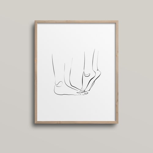 Couples Feet,Fine Line Couple Print, Love Print, Romantic Art, Abstract Art,Line Art Print, One Line Drawing,Scandinavian Art, Minimal Art,