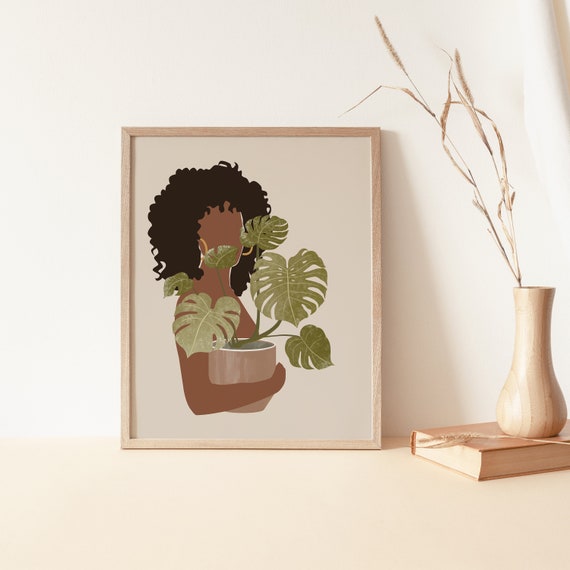 African Girl Wall Art Black Woman Wall Print Boho Woman Art Etsy