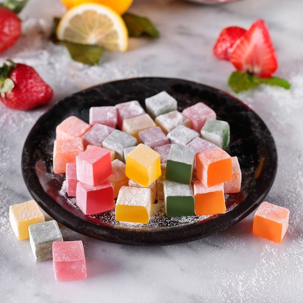 Turkish Delight, Mixed Fruit Flavored Delight, Gourmet Sweets, Turkish Desserts, Turkish Confectionery, Gift Box Candy,Fresh Turkish Delight