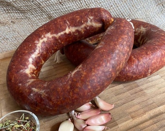 Sujuk (Halal) di peperoni turco fatto in casa, sucuk turco, salsiccia turca, salsiccia piccante turca, salsiccia di salame turco, 1,1 libbre - 500 g