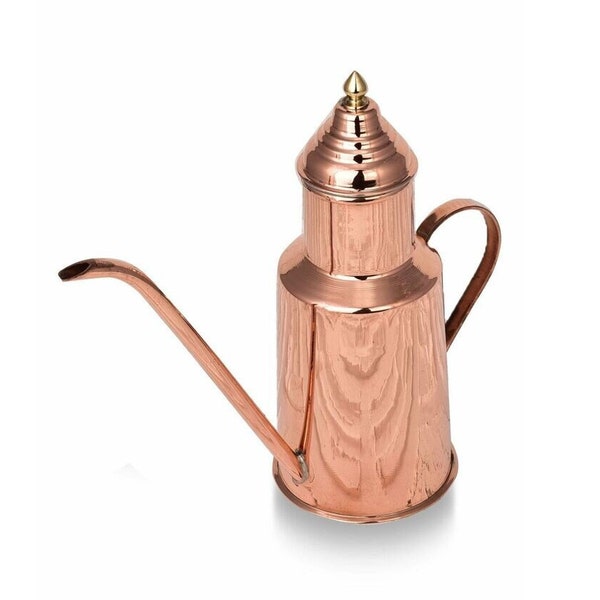 Copper Jug,Copper Oil Bottle, Handcrafted Oil Pourer, Tinned Copper Pitcher,Tinned Copper Bottle,Authentic Copper Decor,500ml - 16.907 fl oz