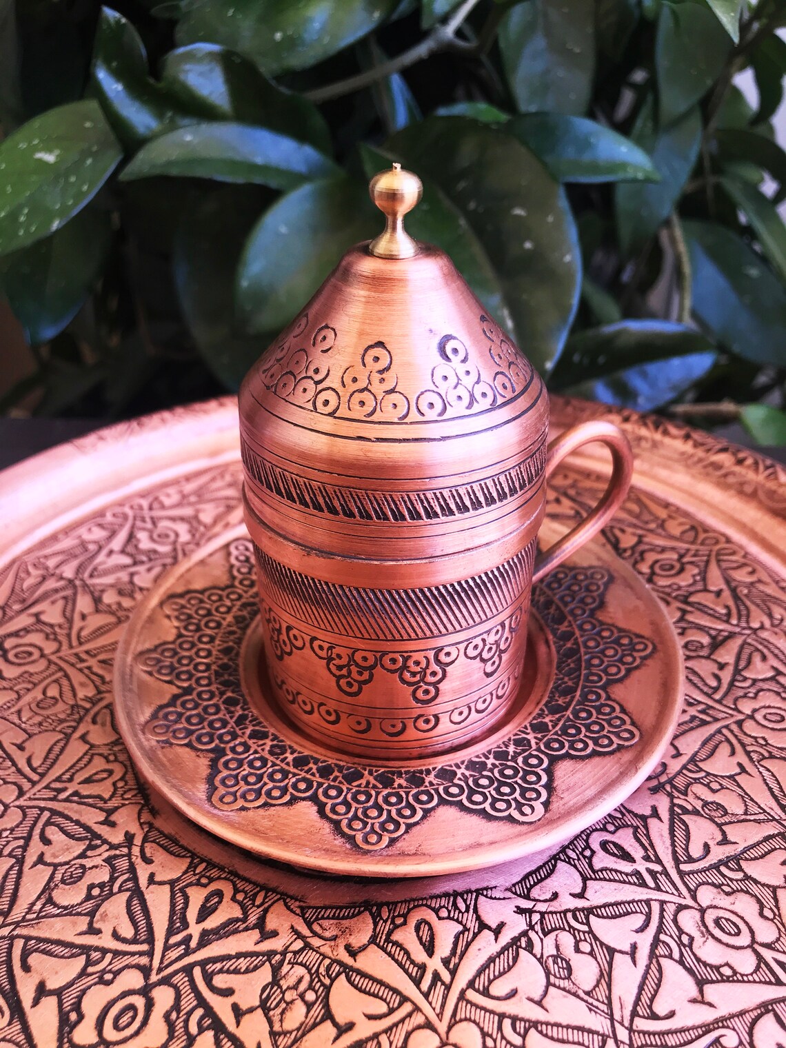 Turkish Coffee Service Set Copper Coffee Set Real Copper Etsy