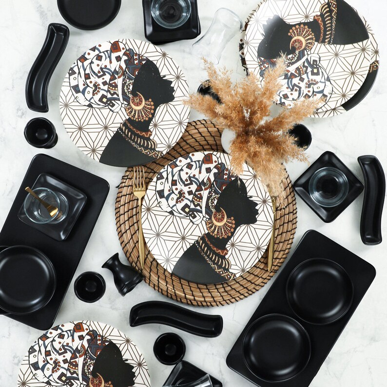 Service Plate African Woman Ceramic African Woman Serving Etsy