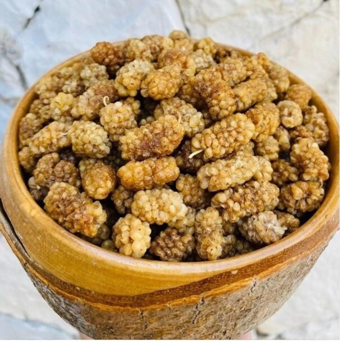 Dried Mulberries, Morus Alba, Organic Dried White Mulberries, Superfood