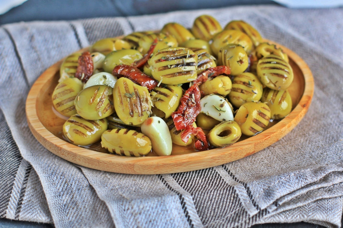 Grilled Olives Organic Grilled Green Olives Vegan Healthy Etsy