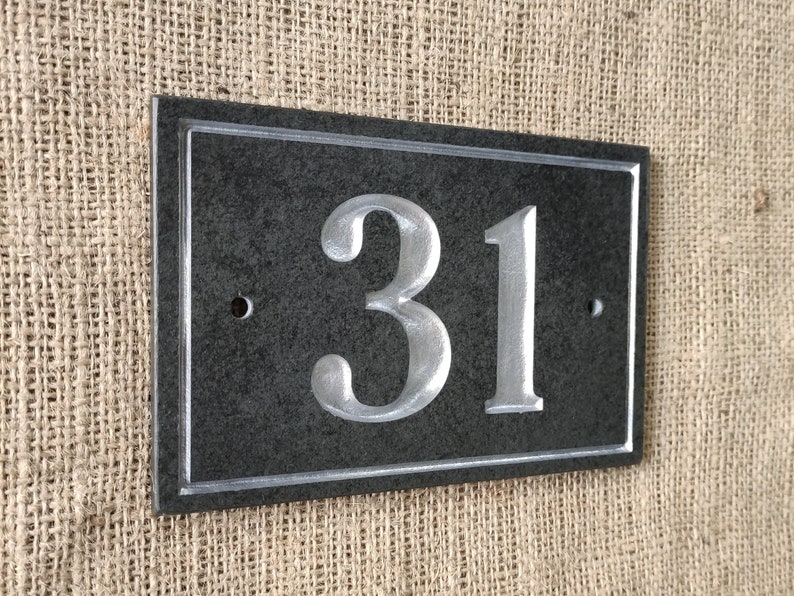 Slate House Number Sign Personalised Deep Engraved Natural Etsy