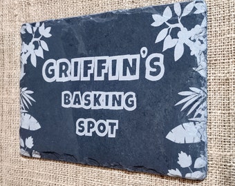 Reptile Tortoise Basking Pad Natural Slate Feeding Tile Vivarium or Terrarium Musk Turtles Spiders Snakes or Rodents.  Suitable for Heat Mat