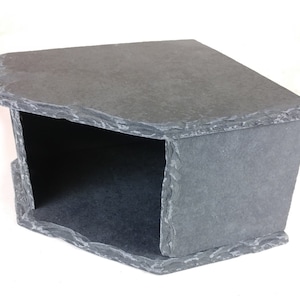 LARGE Corner SLATE Cave for Aquarium Fish Tank or Reptile Vivarium.  Hide for Gecko, Snake or Axolotl.