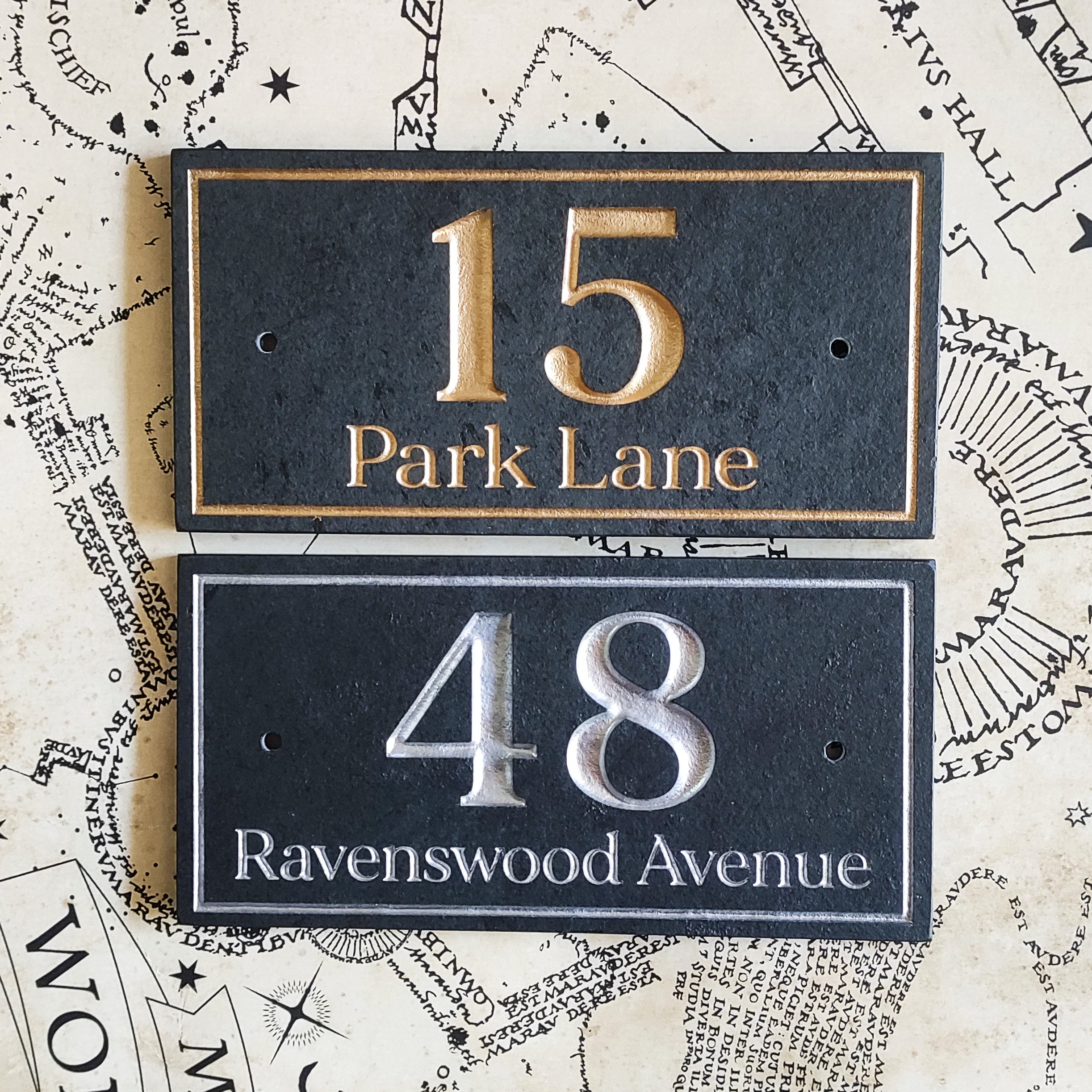 Engraved Slate House Number Plaque. Gold Silver White Etsy UK
