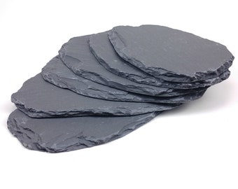 6 Natural Flat SLATE Rock Pieces for Aquarium, Vivarium, Fish Tank or Reptiles.  Basking Pad for Lizard, Snake or Gecko.