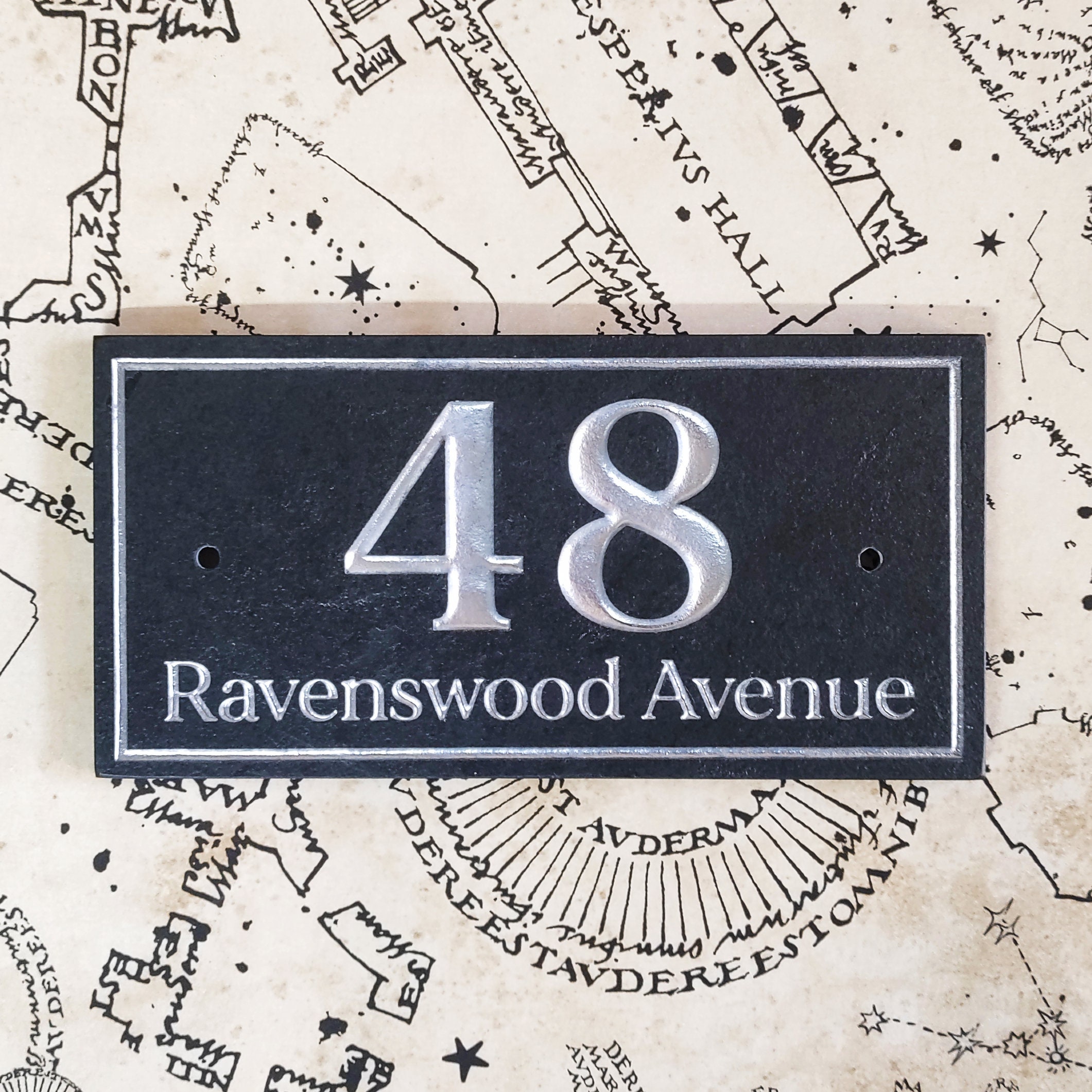 Engraved Slate House Number Plaque. Gold Silver White Etsy UK
