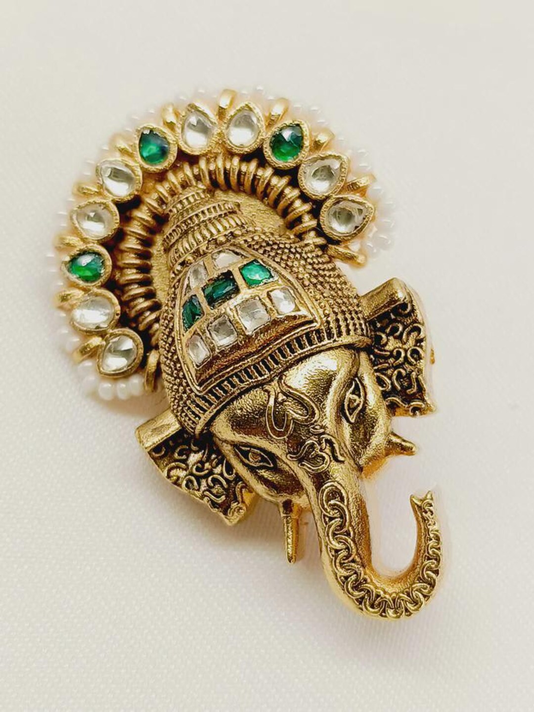 Mathani Green Ganesh Ji Brooch - Etsy