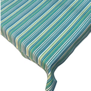 Striped Patterned  Panama Linen Tablecloths Stain and Water Repellent Round Square Rectangular Oval or Any Size Runner Napkins Plain Color